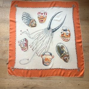 Vintage French silk scarf orange/white price firm!